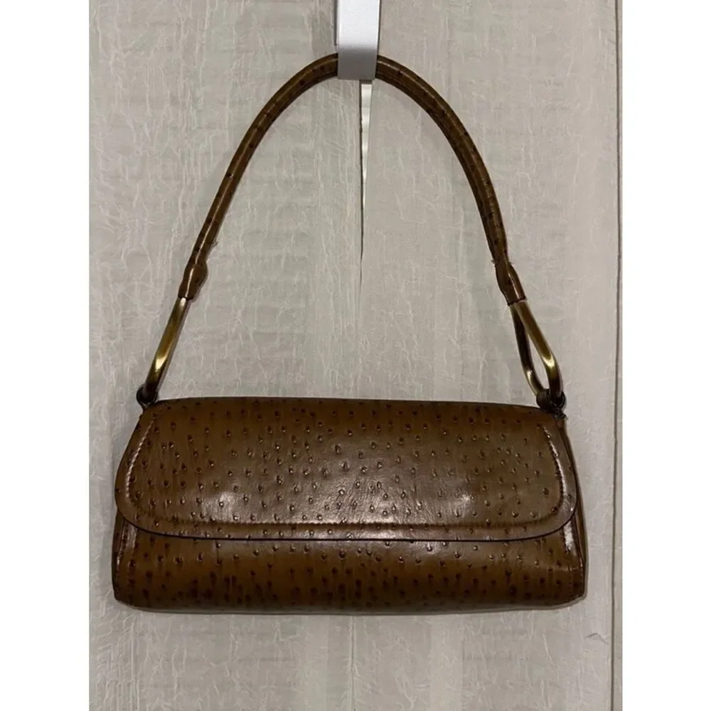 BUENO Faux Leather Tan Light Brown Ostrich Textured Hobo Bag